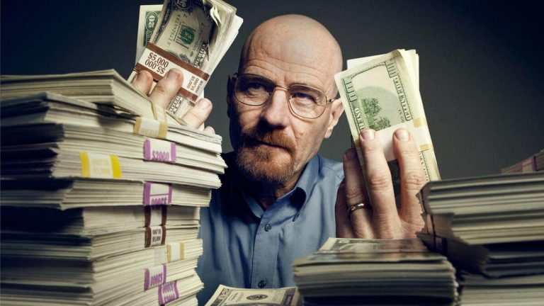 walter white with bundles of money